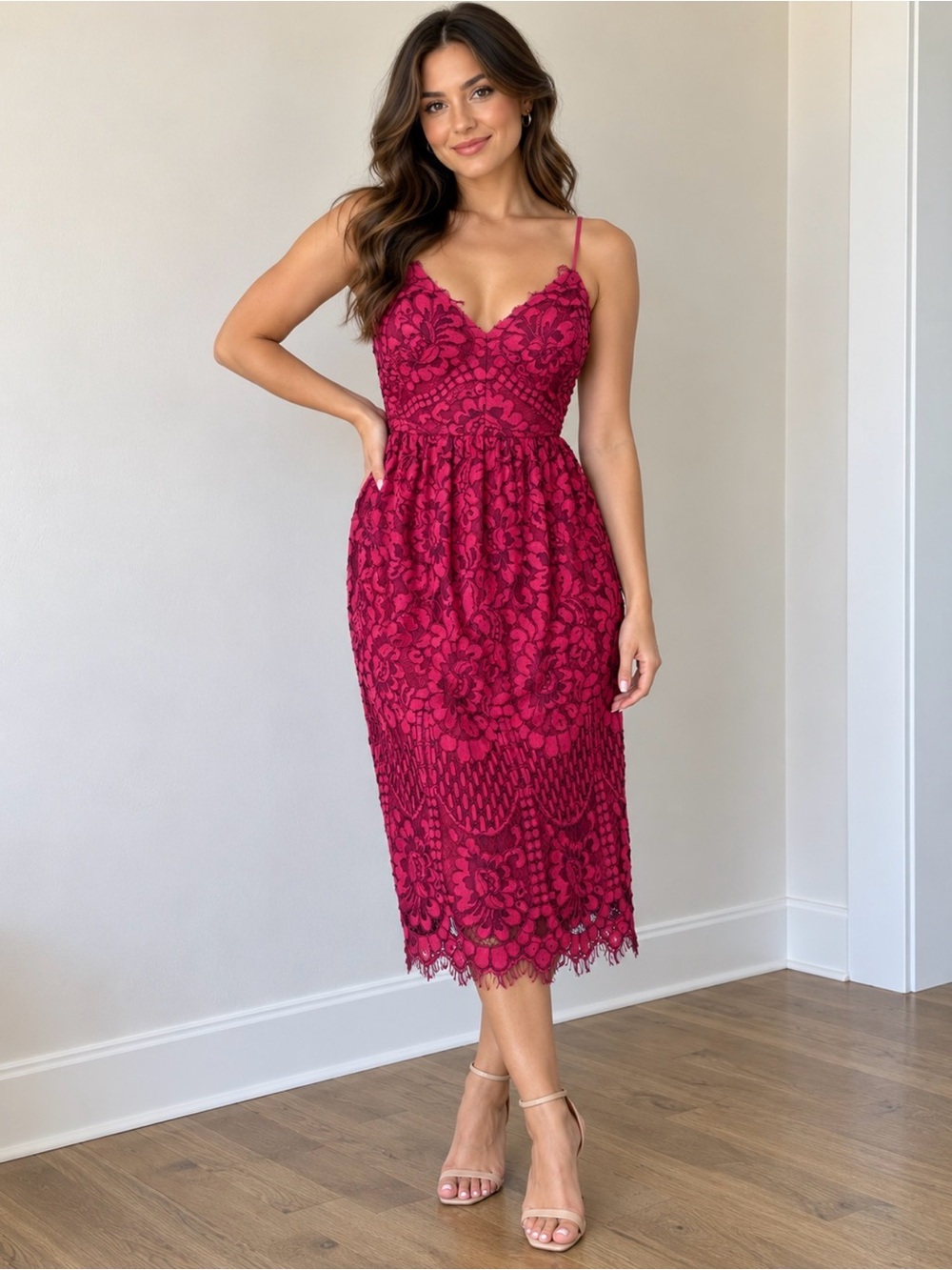 Nicole Miller Lace Midi Dress